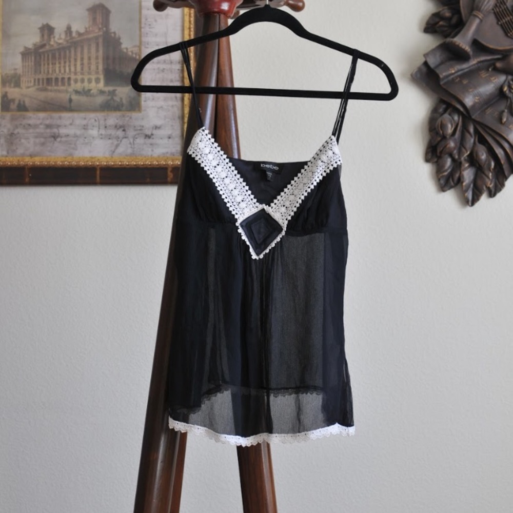 Black Bebe sheer tank top